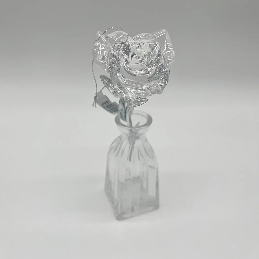 Clear Acrylic Rose NWT and Vase, Flower Decoration Ornament